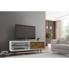 Liberty 62.99" Mid Century - Modern TV Stand (White and Rustic Brown) - White BG