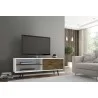 Manhattan Comfort Liberty 62.99 Mid-Century Modern TV Stand and Panel with Solid Wood Legs in White and Rustic Brown - Manhattan Comfort Liberty 62.99 Mid-Century Modern TV Stand and Panel with Solid Wood Legs in White and Rustic Brown