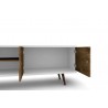 Liberty 62.99" Mid Century - Modern TV Stand (White and Rustic Brown) - Drawer Opened