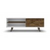 Liberty 62.99" Mid Century - Modern TV Stand (White and Rustic Brown) - Front