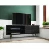 Manhattan Comfort Liberty 62.99 Mid-Century Modern TV Stand and Panel with Solid Wood Legs in Black - Manhattan Comfort Liberty 62.99 Mid-Century Modern TV Stand and Panel with Solid Wood Legs in Black