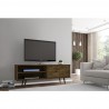 Manhattan Comfort Liberty 62.99 Mid-Century Modern TV Stand and Panel with Solid Wood Legs in Rustic Brown