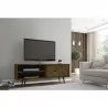 Manhattan Comfort Liberty 62.99 Mid-Century Modern TV Stand and Panel with Solid Wood Legs in Rustic Brown - Manhattan Comfort Liberty 62.99 Mid-Century Modern TV Stand and Panel with Solid Wood Legs in Rustic Brown