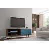 Liberty 62.99" Mid Century - Modern TV Stand (Rustic Brown and Aqua Blue)