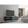 Manhattan Comfort Liberty 62.99 Mid-Century Modern TV Stand and Panel with Solid Wood Legs in Rustic Brown and Aqua Blue - Manhattan Comfort Liberty 62.99 Mid-Century Modern TV Stand and Panel with Solid Wood Legs in Rustic Brown and Aqua Blue