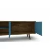 Liberty 62.99" Mid Century - Modern TV Stand (Rustic Brown and Aqua Blue) - Drawers Opened - Liberty 62.99" Mid Century - Modern TV Stand (Rustic Brown and Aqua Blue) - Drawers Opened
