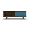 Liberty 62.99" Mid Century - Modern TV Stand (Rustic Brown and Aqua Blue) - Front - Liberty 62.99" Mid Century - Modern TV Stand (Rustic Brown and Aqua Blue) - Front