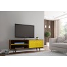 Liberty 62.99" Mid Century - Modern TV Stand (Rustic Brown and Yellow) - Front