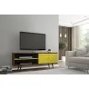 Manhattan Comfort Liberty 62.99 Mid-Century Modern TV Stand and Panel with Solid Wood Legs in Rustic Brown and Yellow - Manhattan Comfort Liberty 62.99 Mid-Century Modern TV Stand and Panel with Solid Wood Legs in Rustic Brown and Yellow