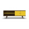 Liberty 62.99" Mid Century - Modern TV Stand (Rustic Brown and Yellow) - Front