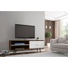 Liberty 62.99" Mid Century - Modern TV Stand (Rustic Brown and White) - Front