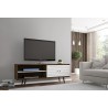Manhattan Comfort Liberty 62.99 Mid-Century Modern TV Stand and Panel with Solid Wood Legs in Rustic Brown and White