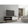 Manhattan Comfort Liberty 62.99 Mid-Century Modern TV Stand and Panel with Solid Wood Legs in Rustic Brown and White - Manhattan Comfort Liberty 62.99 Mid-Century Modern TV Stand and Panel with Solid Wood Legs in Rustic Brown and White