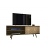 Liberty 62.99" Mid Century - Modern TV Stand - Rustic Brown and 3D Brown Prints 