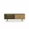 Liberty 62.99" Mid Century - Modern TV Stand - Rustic Brown and 3D Brown Prints - Front - Liberty 62.99" Mid Century - Modern TV Stand - Rustic Brown and 3D Brown Prints - Front