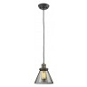 Glass Pendant With 10 Feet Cord - Black/Brushed Brass - Smoked Glass