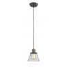 Glass Pendant With 10 Feet Cord - Black/Brushed Brass - Clear Glass