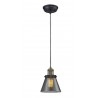 Glass Pendant With 10 Feet Cord - Black/Brushed Brass - Smoked Glass