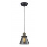 Glass Pendant With 10 Feet Cord - Brushed Brass - Smoked Glass
