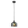 Glass Pendant With 10 Feet Cord - Black/Brushed Brass - Smoked Glass