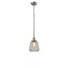  Glass Pendant With 10 Feet Cord - Satin Brushed Nickel - CLEAR FLUTED GLASS