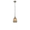  Glass Pendant With 10 Feet Cord - Satin Brushed Nickel - MERCURY FLUTED GLASS