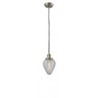 Glass Pendant With 10 Feet Cord - Satin Brushed Nickel - CLEAR CRACKEL GLASS