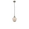 Glass Pendant With 10 Feet Cord - Satin Brushed Nickel - WHITE GLASS