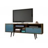 Liberty 70.86" Mid Century - Modern TV Stand (Rustic Brown and Aqua Blue)