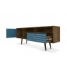 Liberty 70.86" Mid Century - Modern TV Stand (Rustic Brown and Aqua Blue) - Drawers Opened