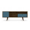 Liberty 70.86" Mid Century - Modern TV Stand (Rustic Brown and Aqua Blue) - Front