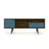 Liberty 70.86" Mid Century - Modern TV Stand (Rustic Brown and Aqua Blue) - Front - Liberty 70.86" Mid Century - Modern TV Stand (Rustic Brown and Aqua Blue) - Front