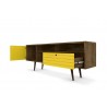 Liberty 70.86" Mid Century - Modern TV Stand (Rustic Brown and Yellow) - Drawers Opened