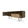  Liberty 70.86" Mid Century - Modern TV Stand - Rustic Brown and 3D Brown Prints - Drawers Opened