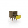 Liberty Mid Century - Modern Nightstand 1.0 - Rustic Brown and Yellow - Drawers Opened