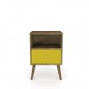 Liberty Mid Century - Modern Nightstand 1.0 - Rustic Brown and Yellow - Front