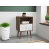 Liberty Mid Century - Modern Nightstand 1.0 - Rustic Brown and White  - Lifestyle