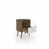 Liberty Mid Century - Modern Nightstand 1.0 - Rustic Brown and White  - Drawer Opened
