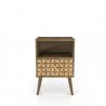 Liberty Mid Century - Modern Nightstand 1.0 - Rustic Brown and 3D Brown Prints - Front
