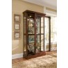 Pulaski Furniture Lighted Sliding Door 5 Shelf Curio Cabinet in Cherry Brown 