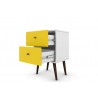 Liberty Mid Century - Modern Nightstand 2.0 (White and Yellow) - Drawers Opened
