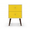 Liberty Mid Century - Modern Nightstand 2.0 (White and Yellow) - Front