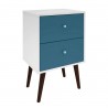 Liberty Mid Century - Modern Nightstand 2.0 (White and Aqua) - White BG