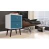 Liberty Mid Century - Modern Nightstand 2.0 (White and Aqua)