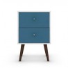 Liberty Mid Century - Modern Nightstand 2.0 (White and Aqua) - Front