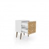 Liberty Mid Century - Modern Nightstand 2.0 - White and 3D Brown Prints - Drawer Opened