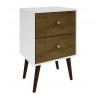 Liberty Mid Century - Modern Nightstand 2.0 (White and Rustic Brown) - White BG