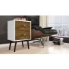 Liberty Mid Century - Modern Nightstand 2.0 (White and Rustic Brown) - Drawers Opened