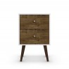 Liberty Mid Century - Modern Nightstand 2.0 (White and Rustic Brown) - Front