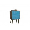 Liberty Mid Century - Modern Nightstand 2.0 - Rustic Brown and Aqua Blue - White BG